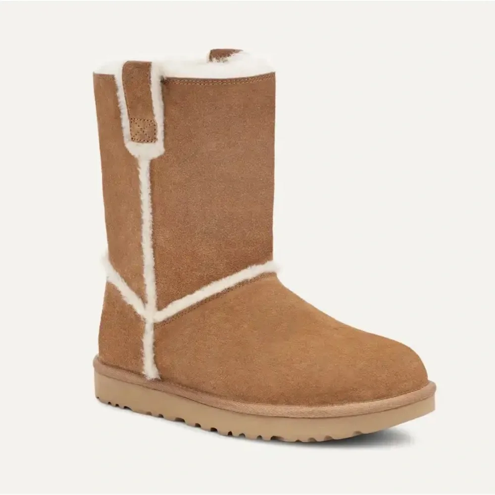 Ugg women classic short spill seam tan brown boot size 10new warm fall winter